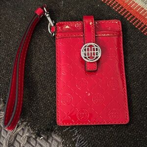 Dana Buchman Red Embossed Card Holder with Strap